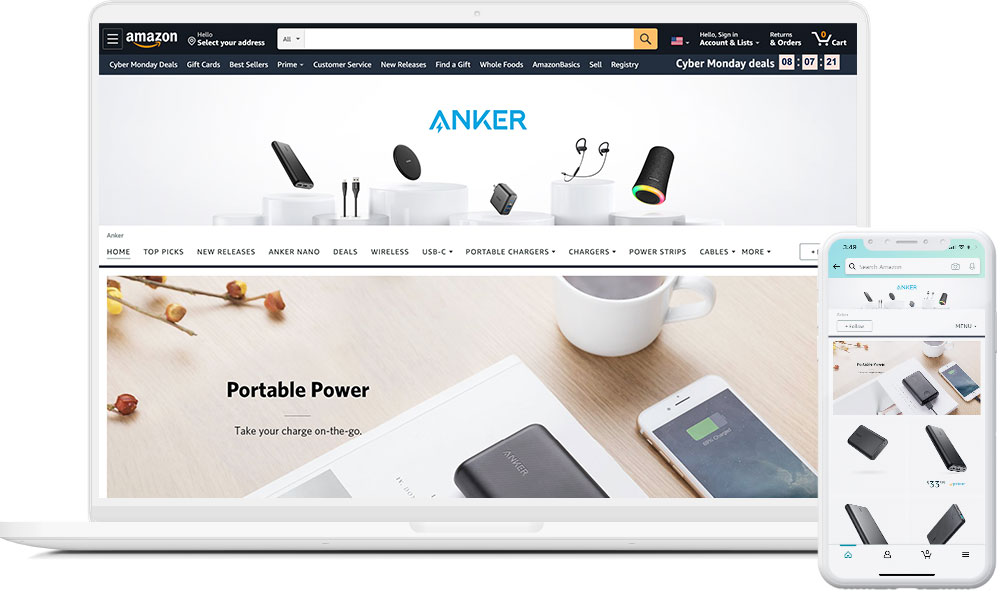 Example of an Amazon storefront using Amazon Stores